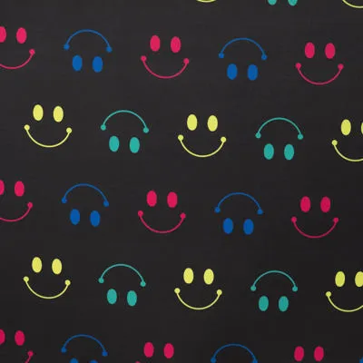 Softshell zwart met kleurrijke smileys
